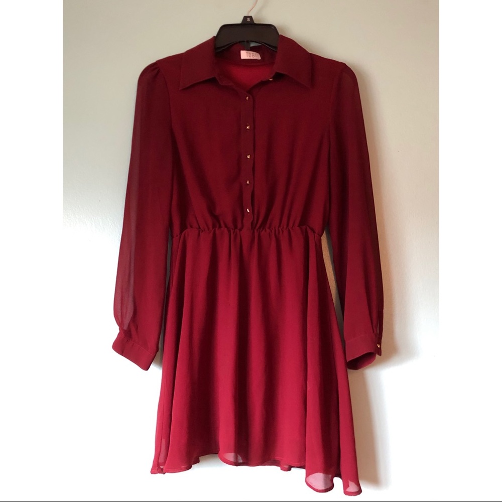 Maroon collared dress